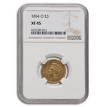 1854-O $3 Gold Princess XF-45 NGC