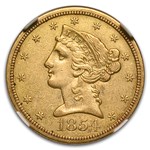 1854-O $5 Liberty Gold Half Eagle XF-45 NGC