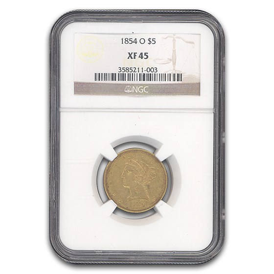 1854-O $5 Liberty Gold Half Eagle XF-45 NGC