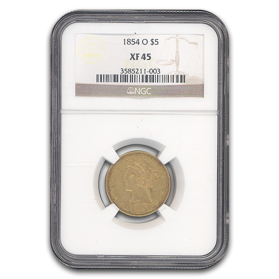 1854-O $5 Liberty Gold Half Eagle XF-45 NGC