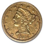 1854-O $5 Liberty Gold Half Eagle XF-45 PCGS