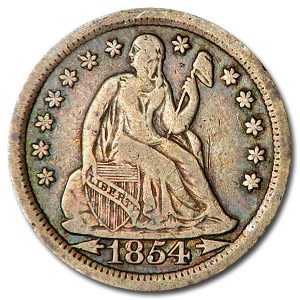 1854-O Liberty Seated Dime w/Arrows Fine