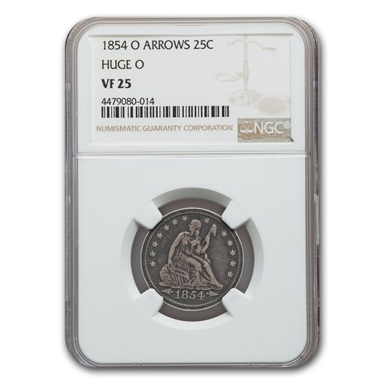 1854-O Liberty Seated Quarter VF-25 NGC (Huge O, Arrows) 1854-O Liberty Seated Quarter VF-25 NGC (Huge O, Arrows)
