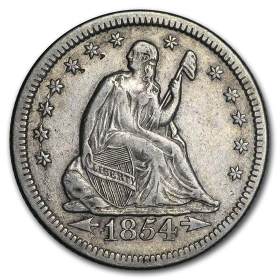 1854-O Liberty Seated Quarter VF