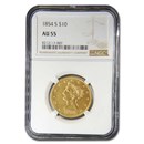 1854-S $10 Liberty Gold Eagle AU-55 NGC 1854-S $10 Liberty Gold Eagle AU-55 NGC