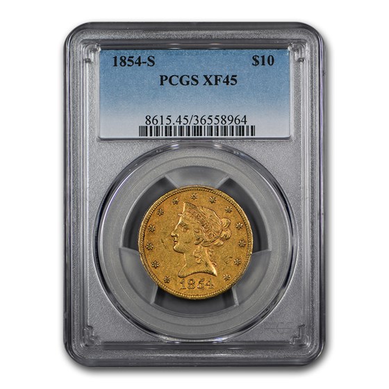 1854-S $10 Liberty Gold Eagle XF-45 PCGS 1854-S $10 Liberty Gold Eagle XF-45 PCGS