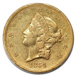 1854-S $20 Liberty Gold Double Eagle AU-50 PCGS