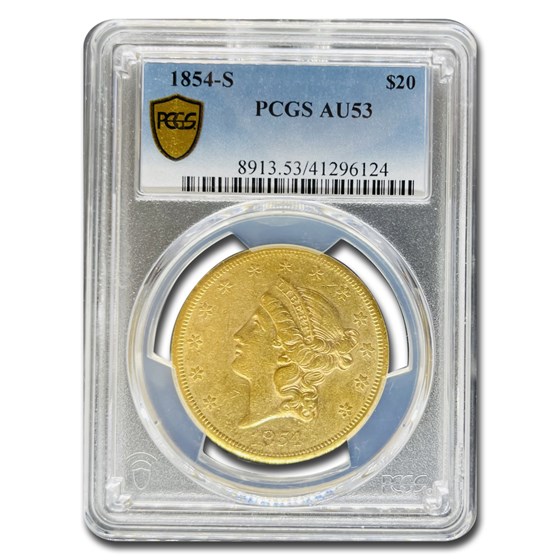 1854-S $20 Liberty Gold Double Eagle AU-53 PCGS 1854-S $20 Liberty Gold Double Eagle AU-53 PCGS
