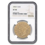 1854-S $20 Liberty Gold Double Eagle XF-40 NGC