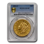 1854-S $20 Liberty Gold Double Eagle XF-45 PCGS