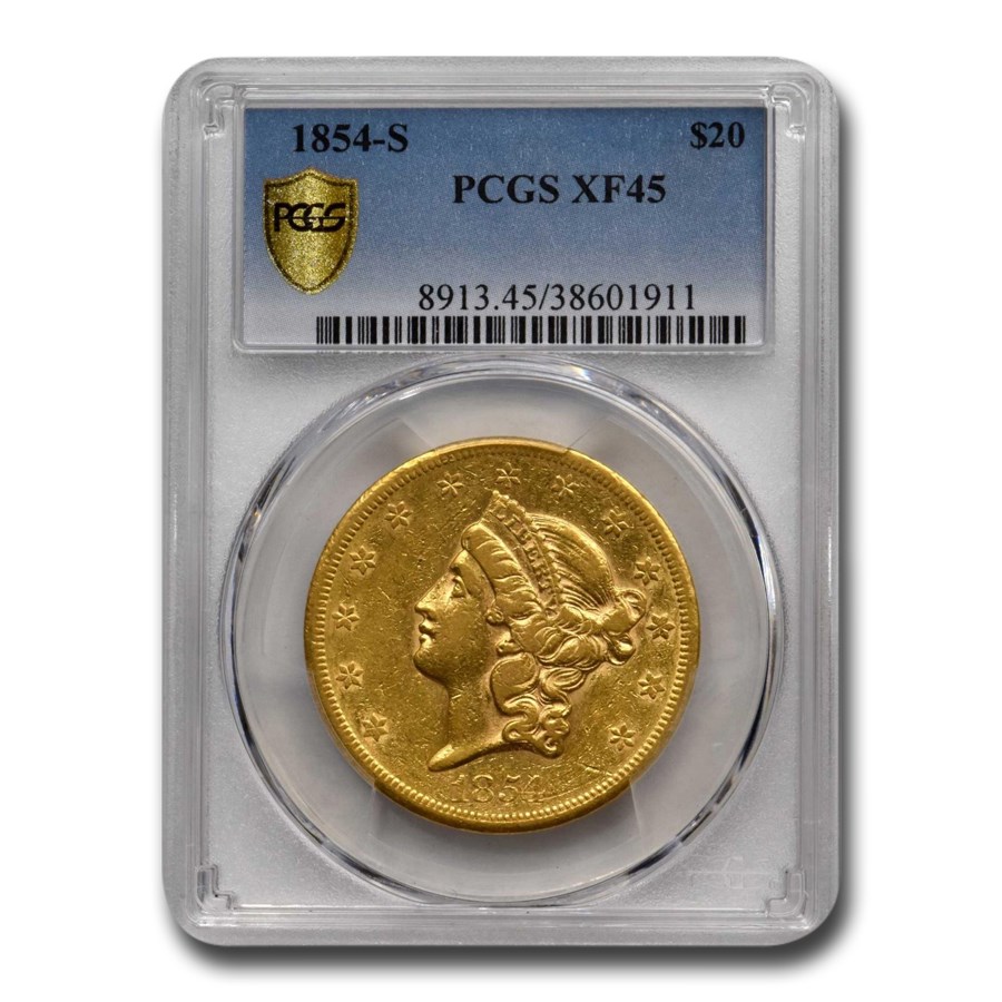 1854-S $20 Liberty Gold Double Eagle XF-45 PCGS