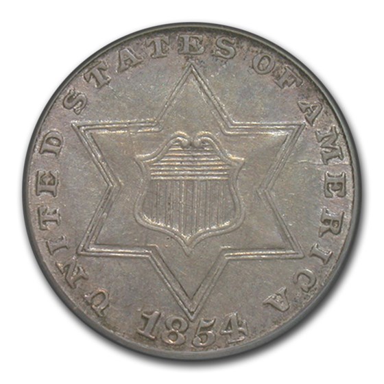 1854 Three Cent Silver AU-55 PCGS 1854 Three Cent Silver AU-55 PCGS
