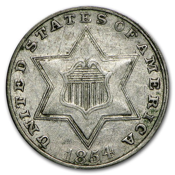 1854 Three Cent Silver AU 1854 Three Cent Silver AU