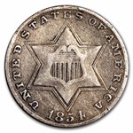 1854 Three Cent Silver Fine