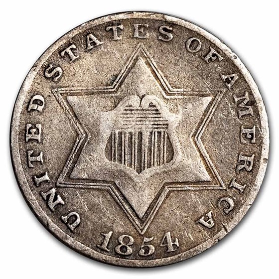 1854 Three Cent Silver Fine 1854 Three Cent Silver Fine