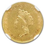 1855 $1 Indian Head Gold AU-55 NGC CAC