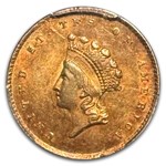 1855 $1 Indian Head Gold AU-58+ PCGS