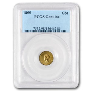 1855 $1 Indian Head Gold AU Details PCGS (Bent) 1855 $1 Indian Head Gold AU Details PCGS (Bent)