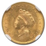 1855 $1 Indian Head Gold Dollar MS-63 NGC