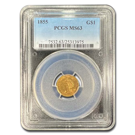 1855 $1 Indian Head Gold Dollar Type 2 MS-63 PCGS 1855 $1 Indian Head Gold Dollar Type 2 MS-63 PCGS