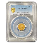 1855 $1 Indian Head Gold Dollar Type 2 MS-63 PCGS