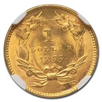1855 $1 Indian Head Gold Dollar Type 2 MS-64 NGC