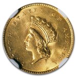 1855 $1 Indian Head Gold Dollar Type 2 MS-65 NGC