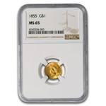 1855 $1 Indian Head Gold Dollar Type 2 MS-65 NGC