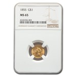 1855 $1 Indian Head Gold Dollar Type 2 MS-65 NGC