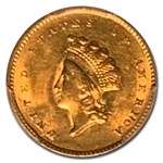 1855 $1 Indian Head Gold MS-62 PCGS CAC
