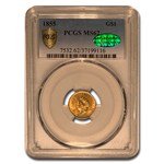 1855 $1 Indian Head Gold MS-62 PCGS CAC