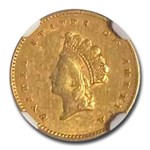 1855 $1 Indian Head Gold Type 2 AU-53 NGC