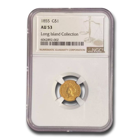 1855 $1 Indian Head Gold Type 2 AU-53 NGC 1855 $1 Indian Head Gold Type 2 AU-53 NGC