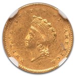 1855 $1 Indian Head Gold Type 2 AU-55 NGC