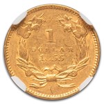 1855 $1 Indian Head Gold Type 2 AU-55 NGC