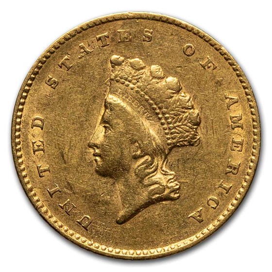 1855 $1 Indian Head Gold Type 2 AU 1855 $1 Indian Head Gold Type 2 AU