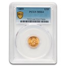 1855 $1 Indian Head Gold Type 2 MS-64 PCGS