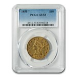 1855 $10 Liberty Gold Eagle AU-53 PCGS