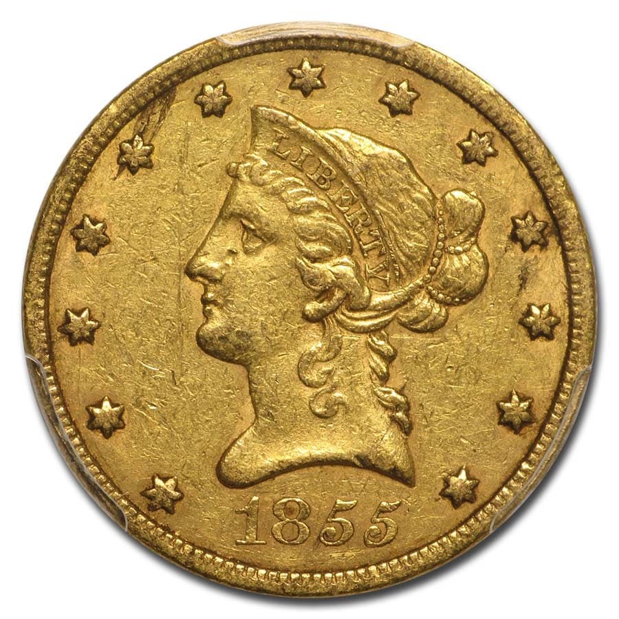 1855 $10 Liberty Gold Eagle XF