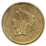 1855 $10 Wass Molitor Gold California Gold Rush AU-55 PCGS