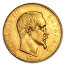 1855-1859 France Gold 50 Francs Napoleon III (Avg Circ)