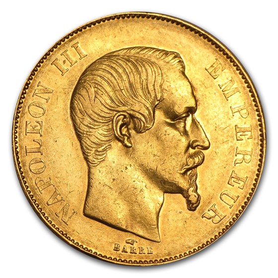 1855-1859 France Gold 50 Francs Napoleon III Avg Circ 1855-1859 France Gold 50 Francs Napoleon III Avg Circ