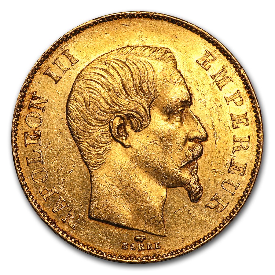 1855-1859 France Gold 50 Francs Napoleon III BU