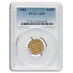 1855 $2.50 Liberty Gold Quarter Eagle AU-50 PCGS