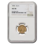 1855 $2.50 Liberty Gold Quarter Eagle AU-58 NGC