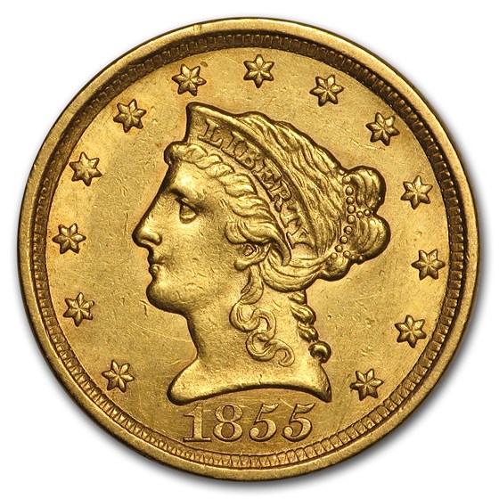 1855 $2.50 Liberty Gold Quarter Eagle AU 1855 $2.50 Liberty Gold Quarter Eagle AU