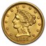 1855 $2.50 Liberty Gold Quarter Eagle AU