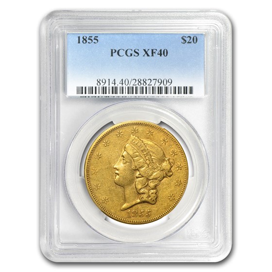 1855 $20 Liberty Gold Double Eagle XF-40 PCGS 1855 $20 Liberty Gold Double Eagle XF-40 PCGS