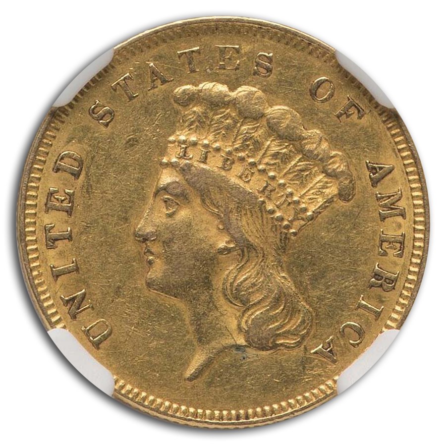1855 $3 Gold Indian Princess AU-55 NGC