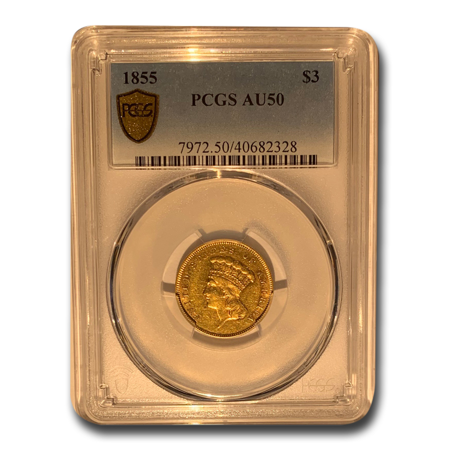 Buy 1855 $3 Gold Princess AU-50 PCGS | APMEX